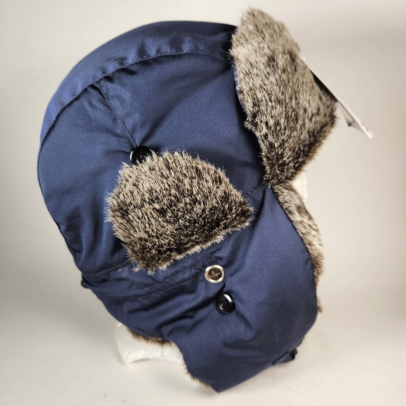 ENGELSONS Mens Trapper Hat Medium Blue Faux Fur Ear Flaps Winter Made Sweden NEW - Picture 6 of 13